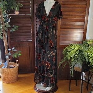 Baltic Born Parisian Velvet Maxi Dress Black Short Sleeve Witchy Whimsygoth XL